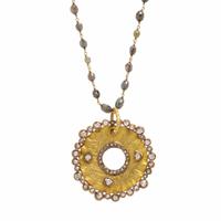 Colored Diamond and Yellow Gold Pendant Necklace
