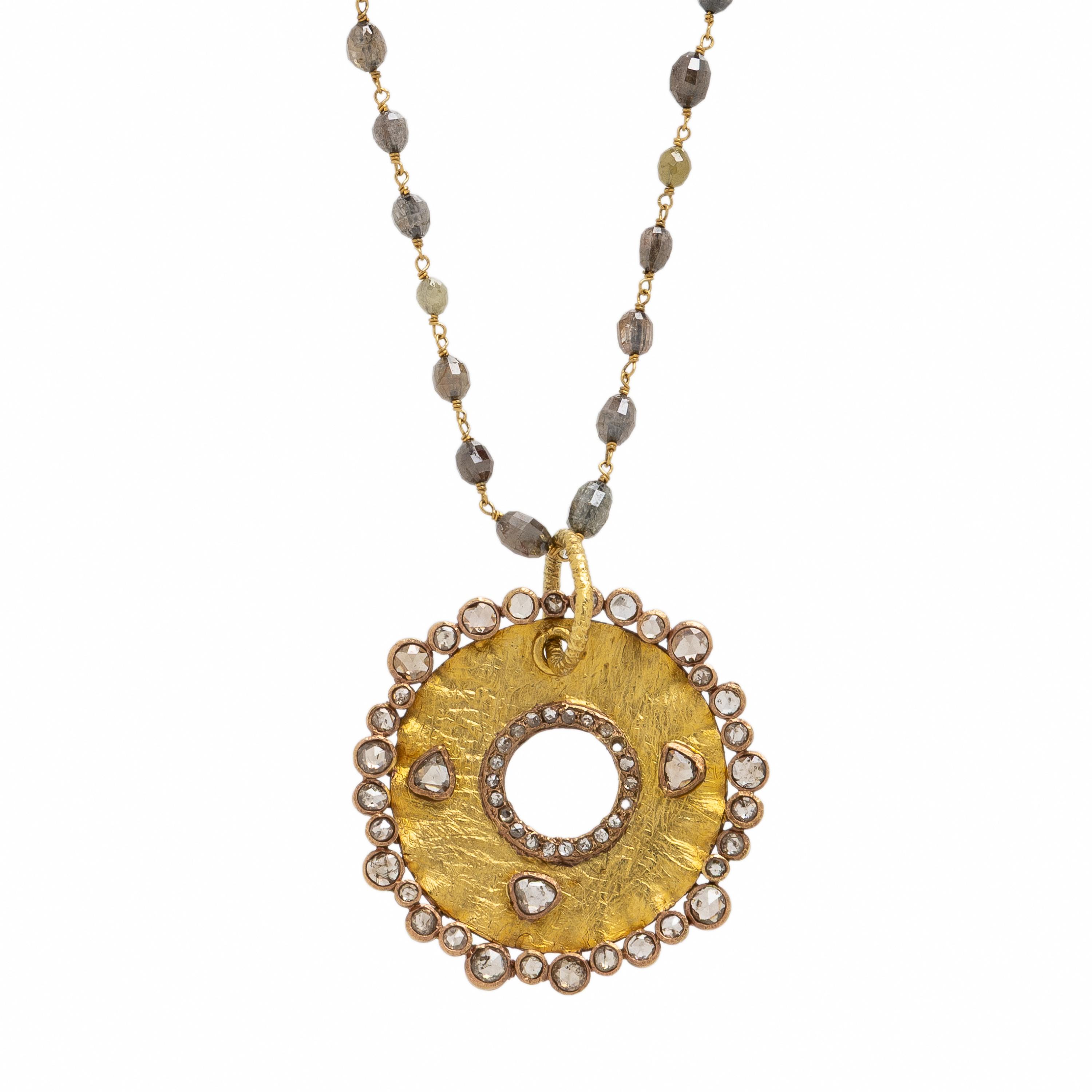 Colored Diamond and Yellow Gold Pendant Necklace