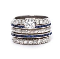 A Diamond and Sapphire Ring Set, 5.80 dwts.