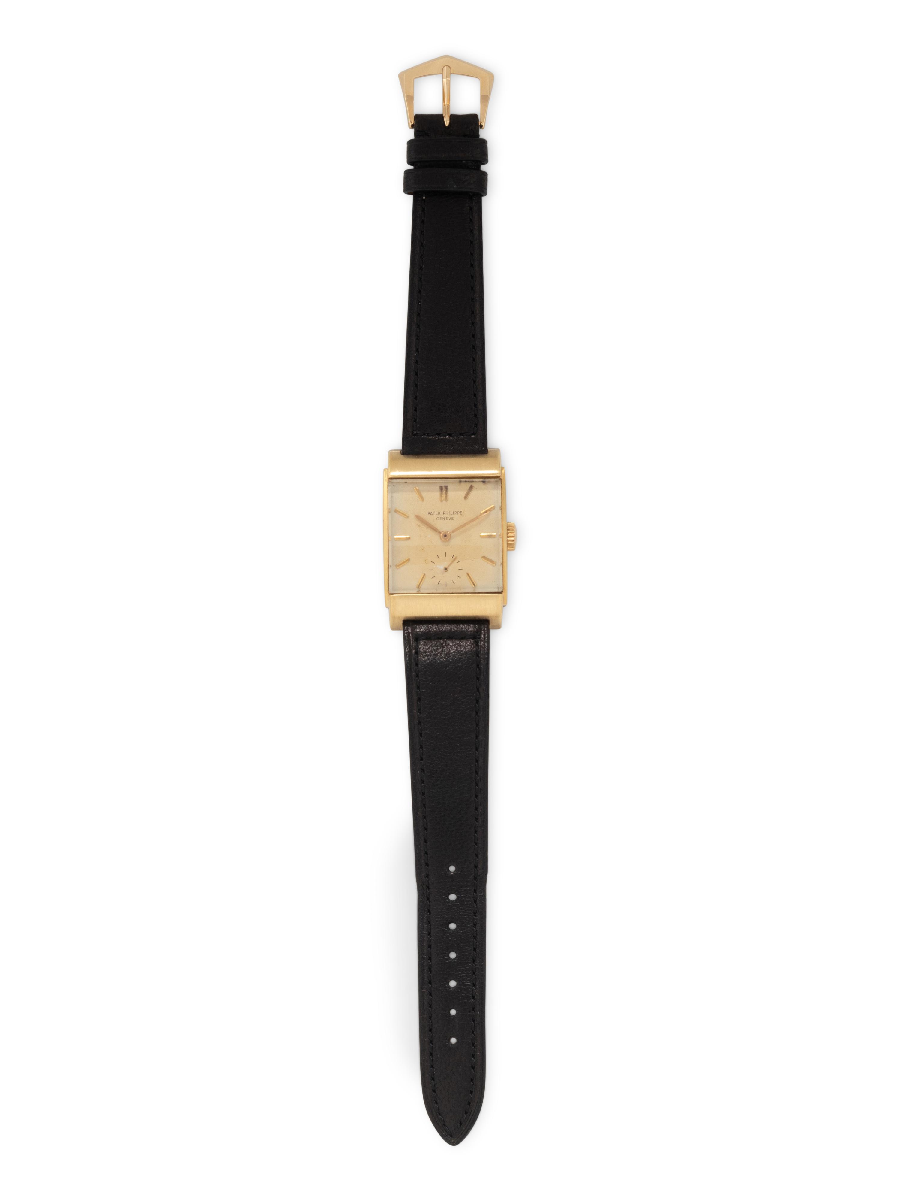 PATEK PHILIPPE, REF. 2479 18K YELLOW GOLD 'CURVED DOME RECTANGULAR' WATCH, WITH EXTRACT FROM THE ARCHIVES