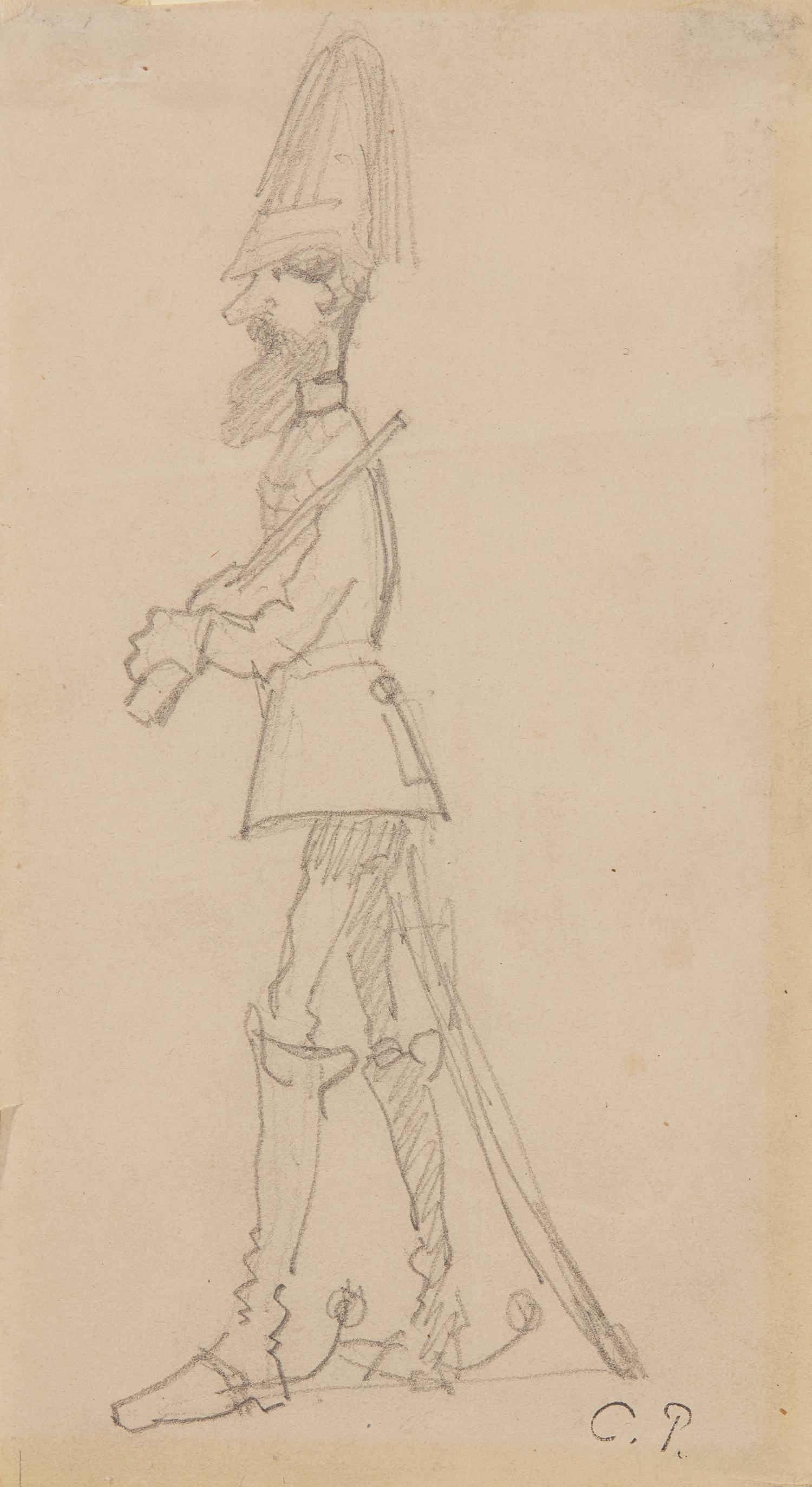 Camille Pissarro (Danish/French, 1830-1903) — Soldat Barbu de Profil