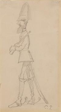 Camille Pissarro (Danish/French, 1830-1903) — Soldat Barbu de Profil