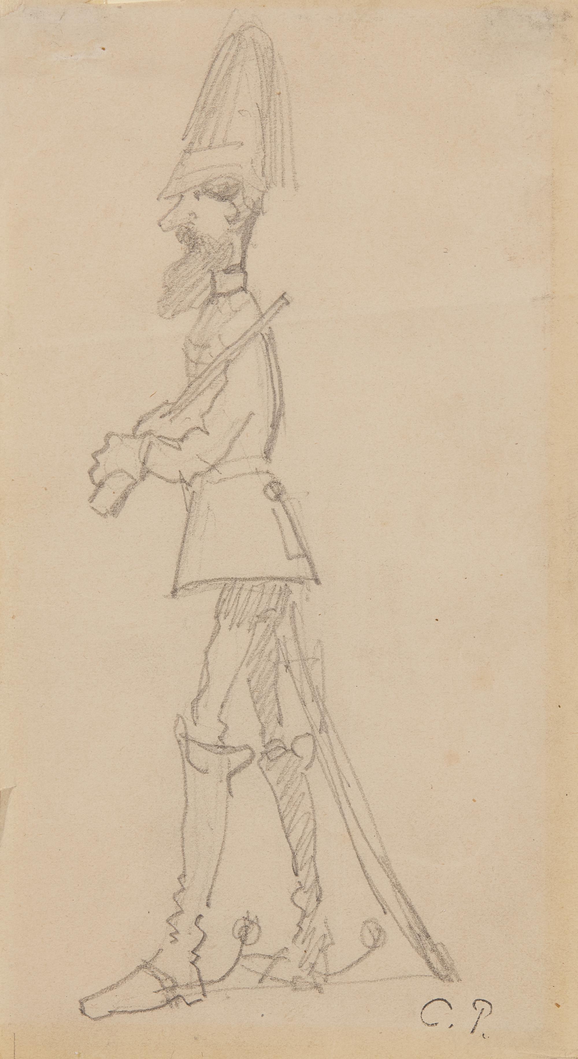 Camille Pissarro (Danish/French, 1830-1903) — Soldat Barbu de Profil