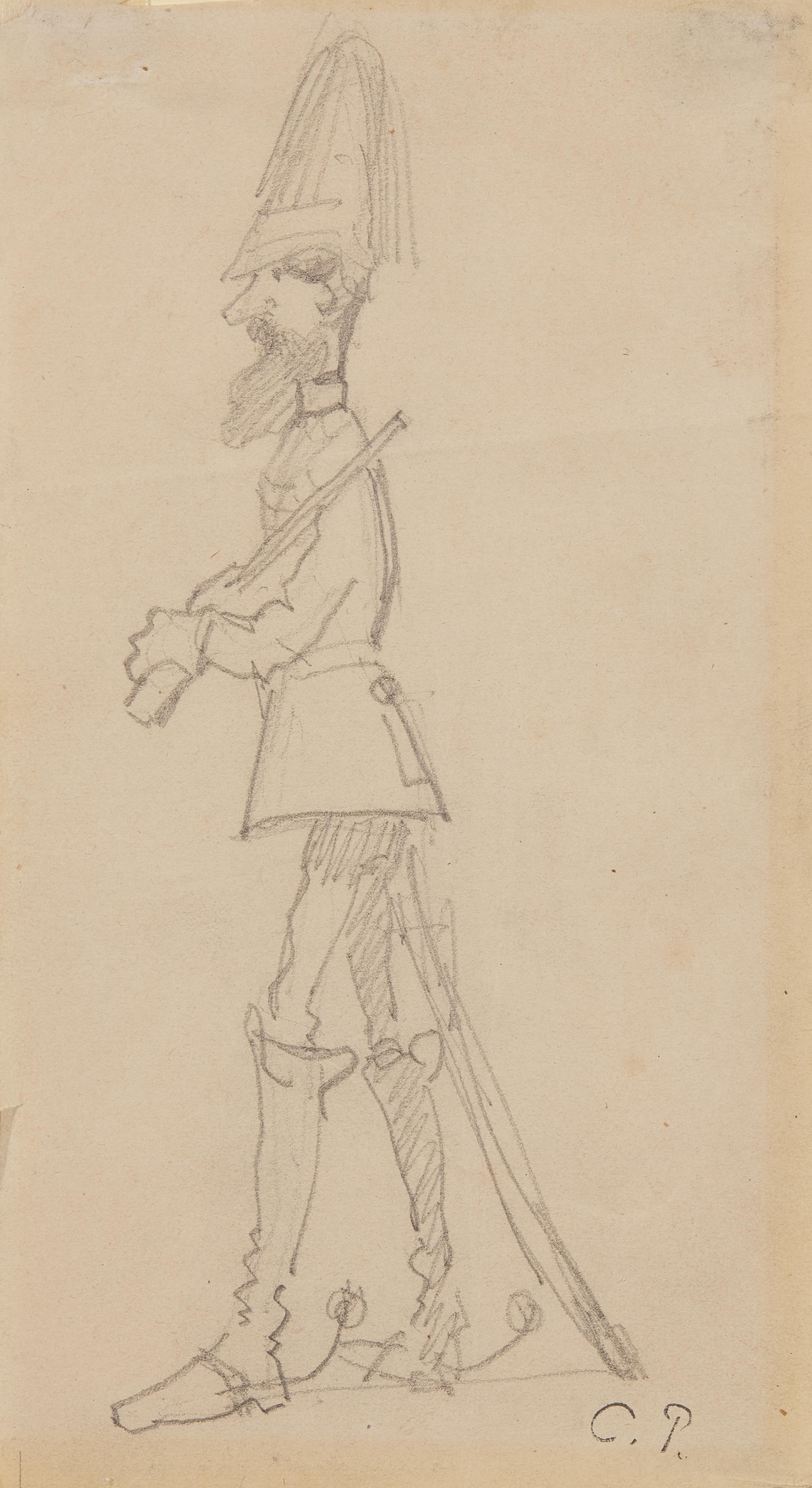 Camille Pissarro (Danish/French, 1830-1903) — Soldat Barbu de Profil