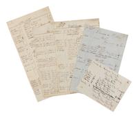 [BOOTH, John Wilkes (1838-1865)]. A group of 5 manuscript scenery lists for plays in which John Wilkes Booth performed, ca 1862-1864.