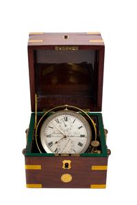 A Mahogany and Brass Mounted Two-Day Marine Chronometer