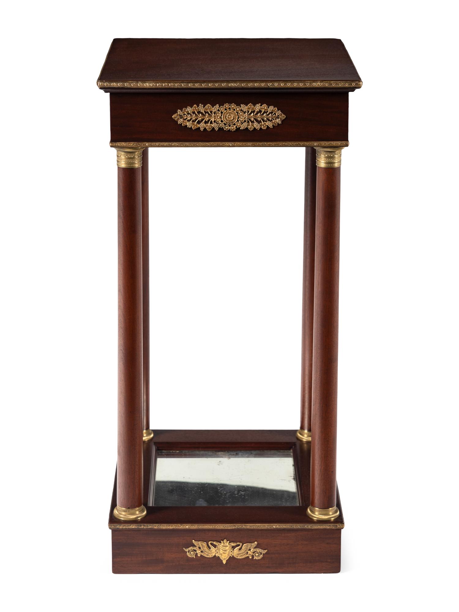 An Empire Style Gilt Bronze Mounted Mahogany Pedestal