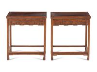 A Pair of Chinese Hardwood Side Tables