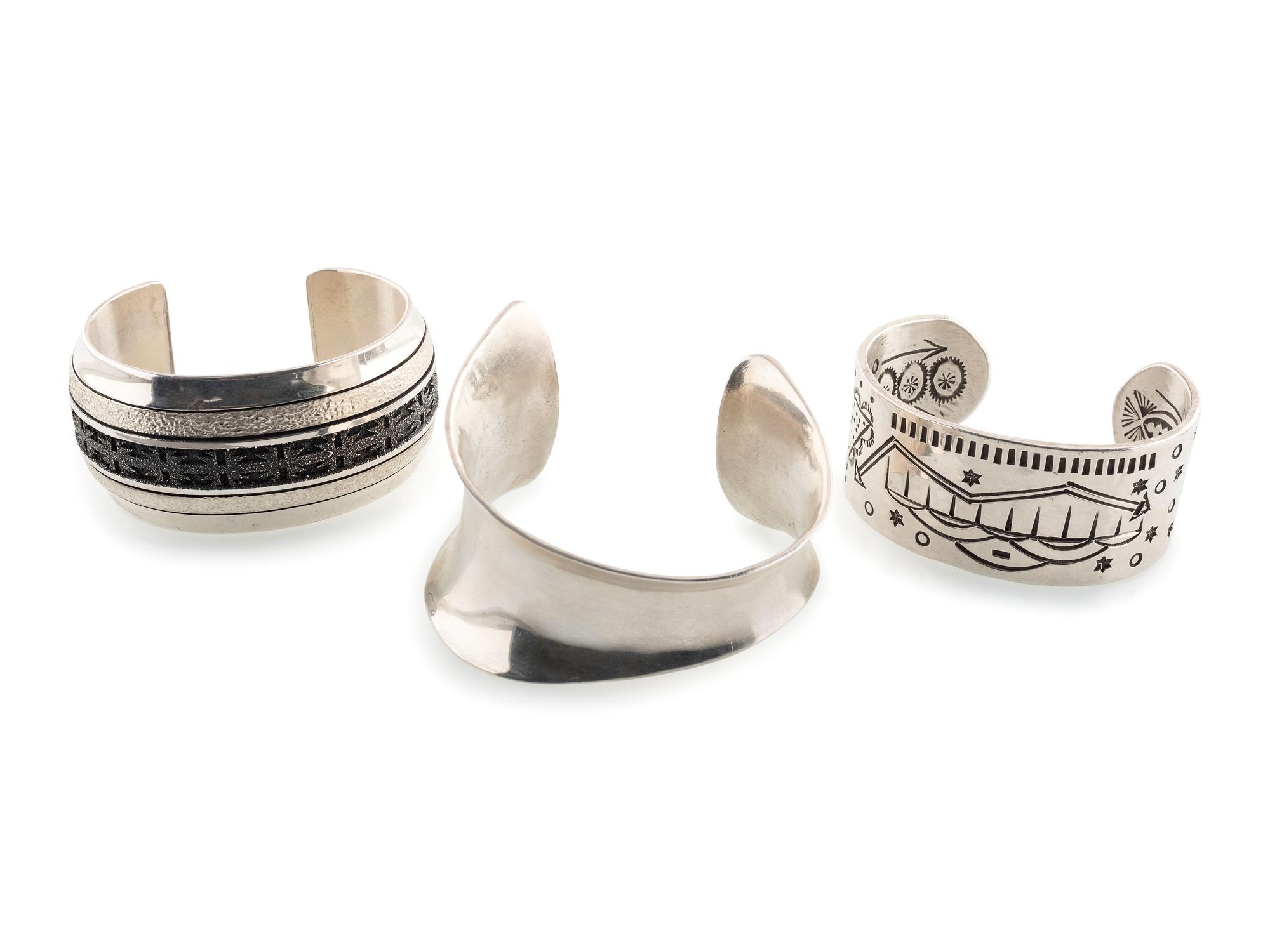 Laguna and Navajo Silver Cuff Bracelets