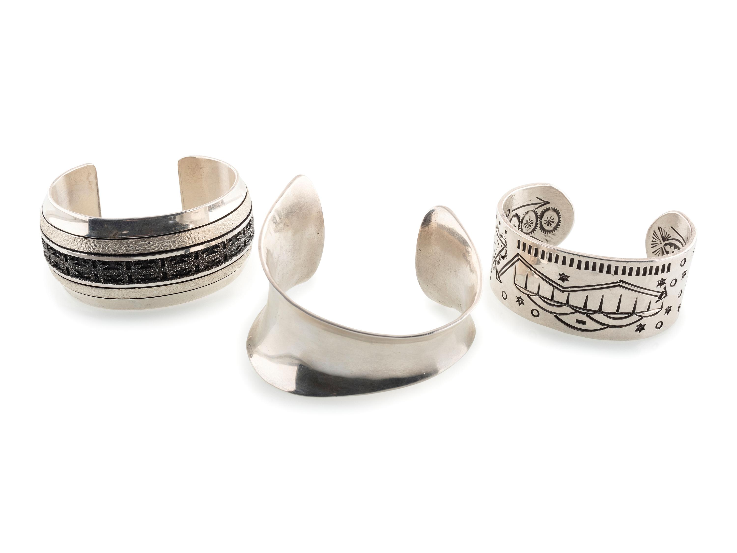 Laguna and Navajo Silver Cuff Bracelets