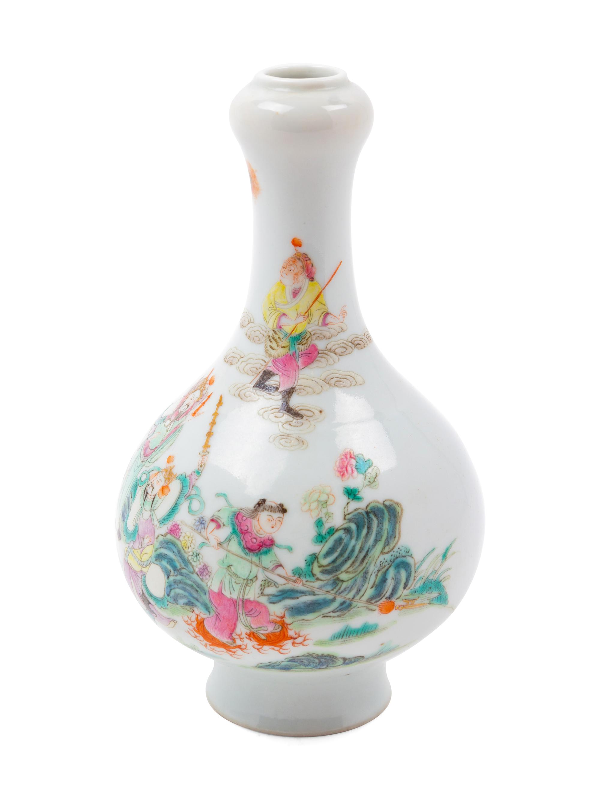A Famille Rose Porcelain 'Garlic Head' Bottle Vase