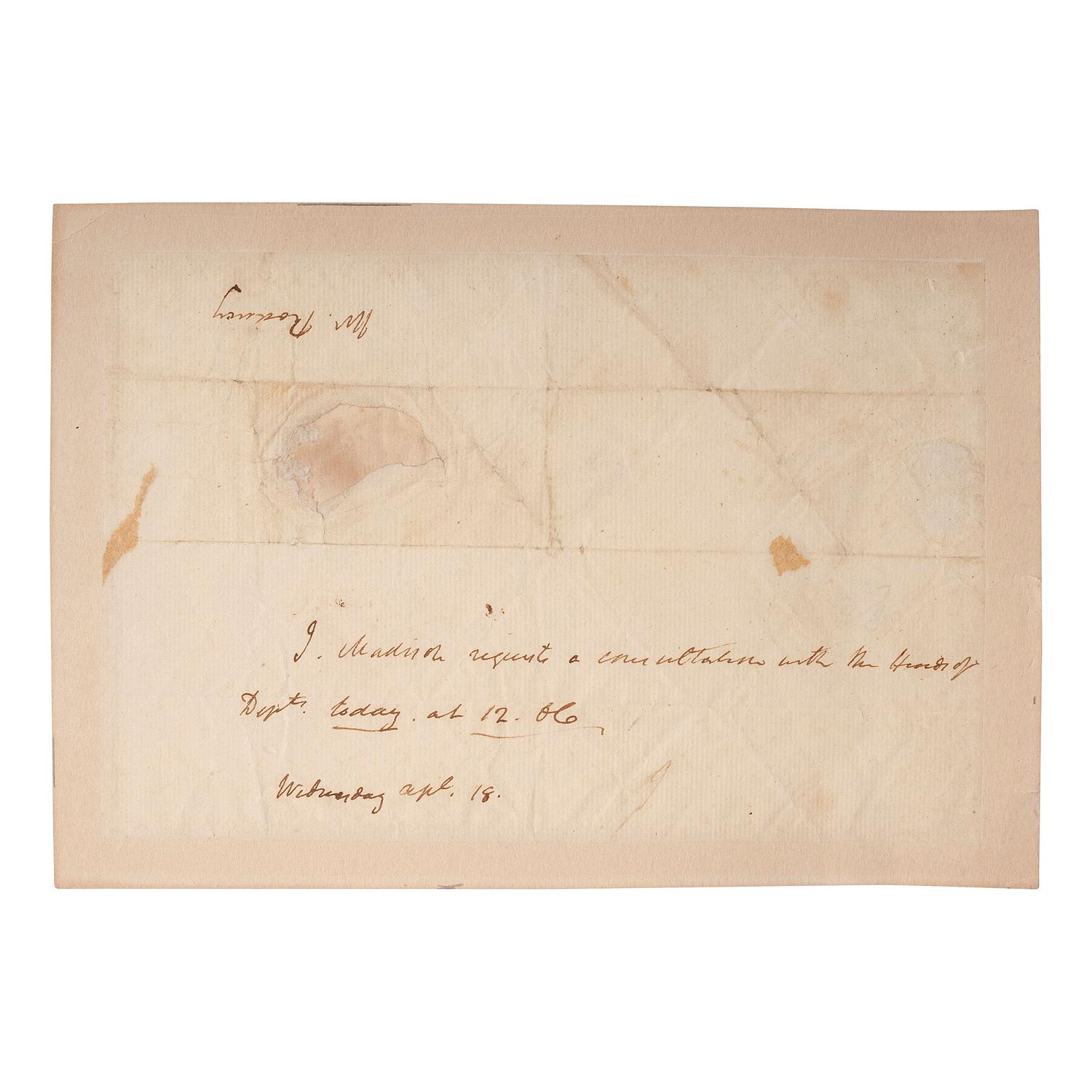 RODNEY, William (before 1661-1708). Autograph note signed ("Wm. Rodney"). N.p., 18 April n.y. 1 page, 7 1/2 x 5 in., with old paper frame and conservation with toning, old creases.