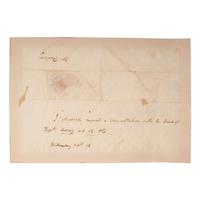RODNEY, William (before 1661-1708). Autograph note signed ("Wm. Rodney"). N.p., 18 April n.y. 1 page, 7 1/2 x 5 in., with old paper frame and conservation with toning, old creases.