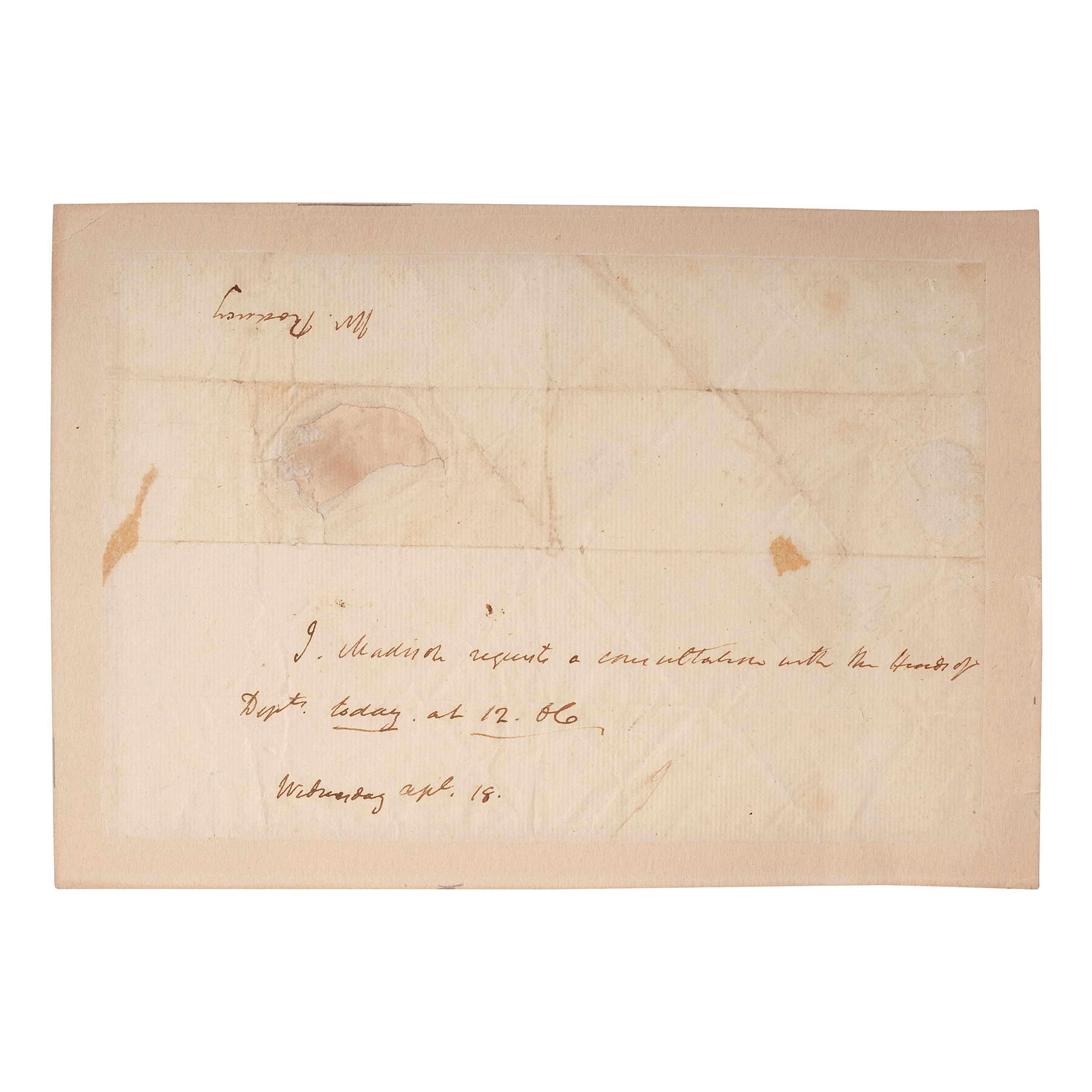 RODNEY, William (before 1661-1708). Autograph note signed ("Wm. Rodney"). N.p., 18 April n.y. 1 page, 7 1/2 x 5 in., with old paper frame and conservation with toning, old creases.