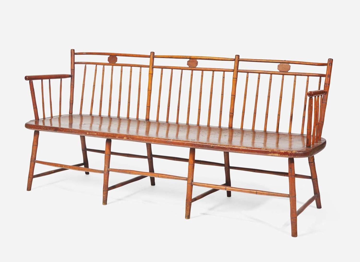 A Windsor rod-back settee, early 19th century