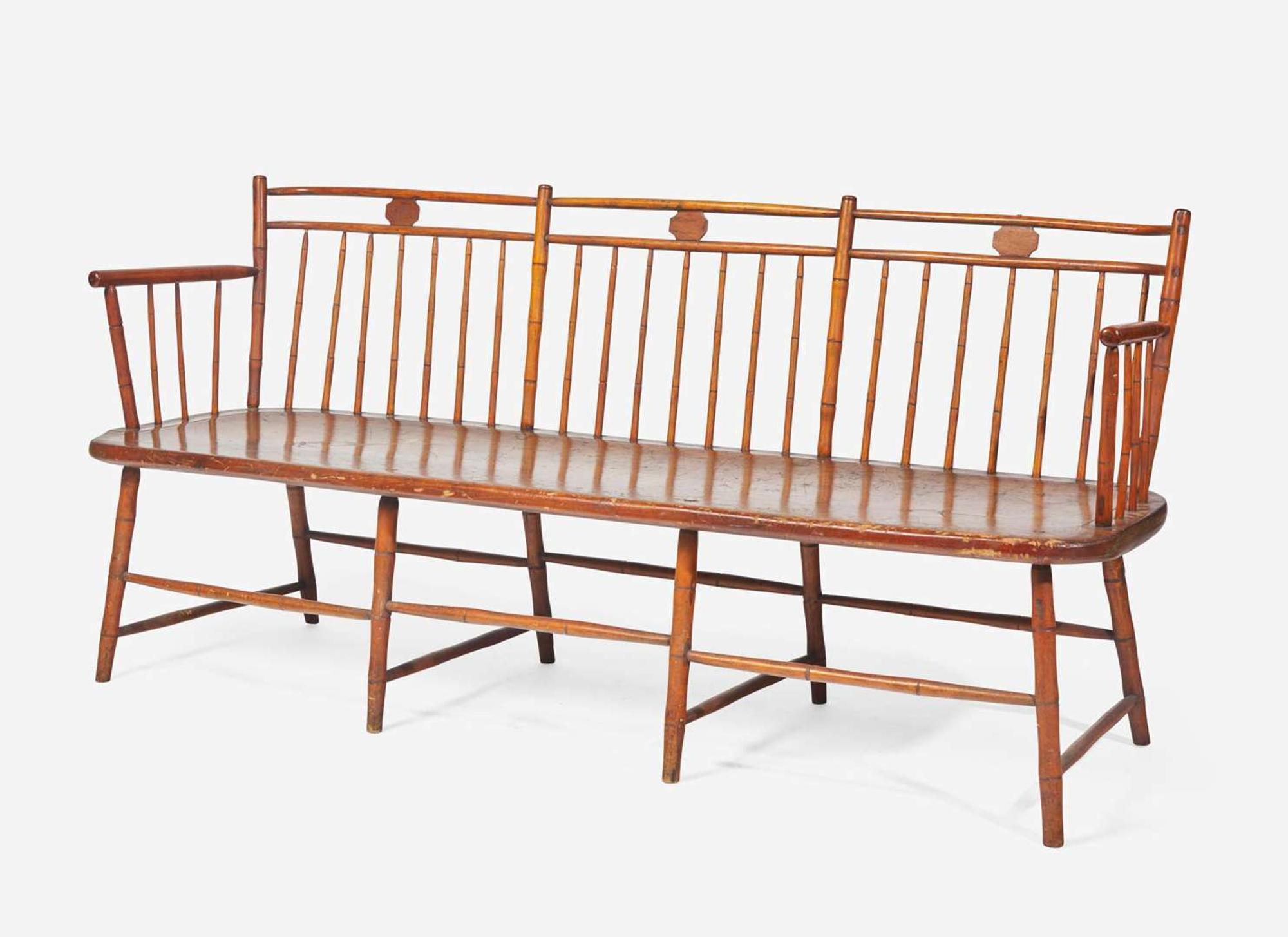 A Windsor rod-back settee, early 19th century