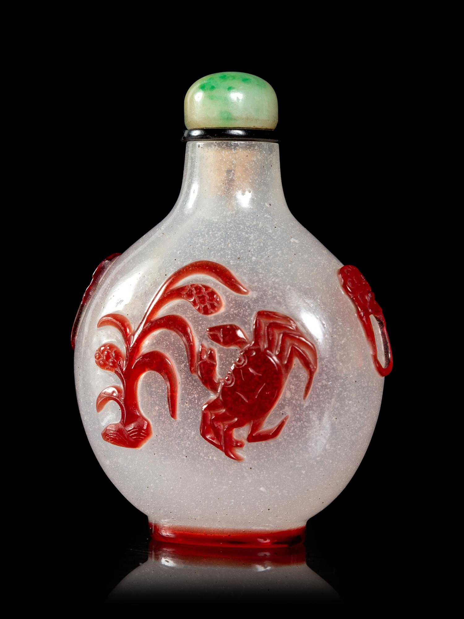 A Red Overlay Clear Glass Snuff Bottle