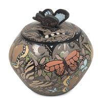 Lidded Polychrome Pottery Jar, with Sgraffito Decoration