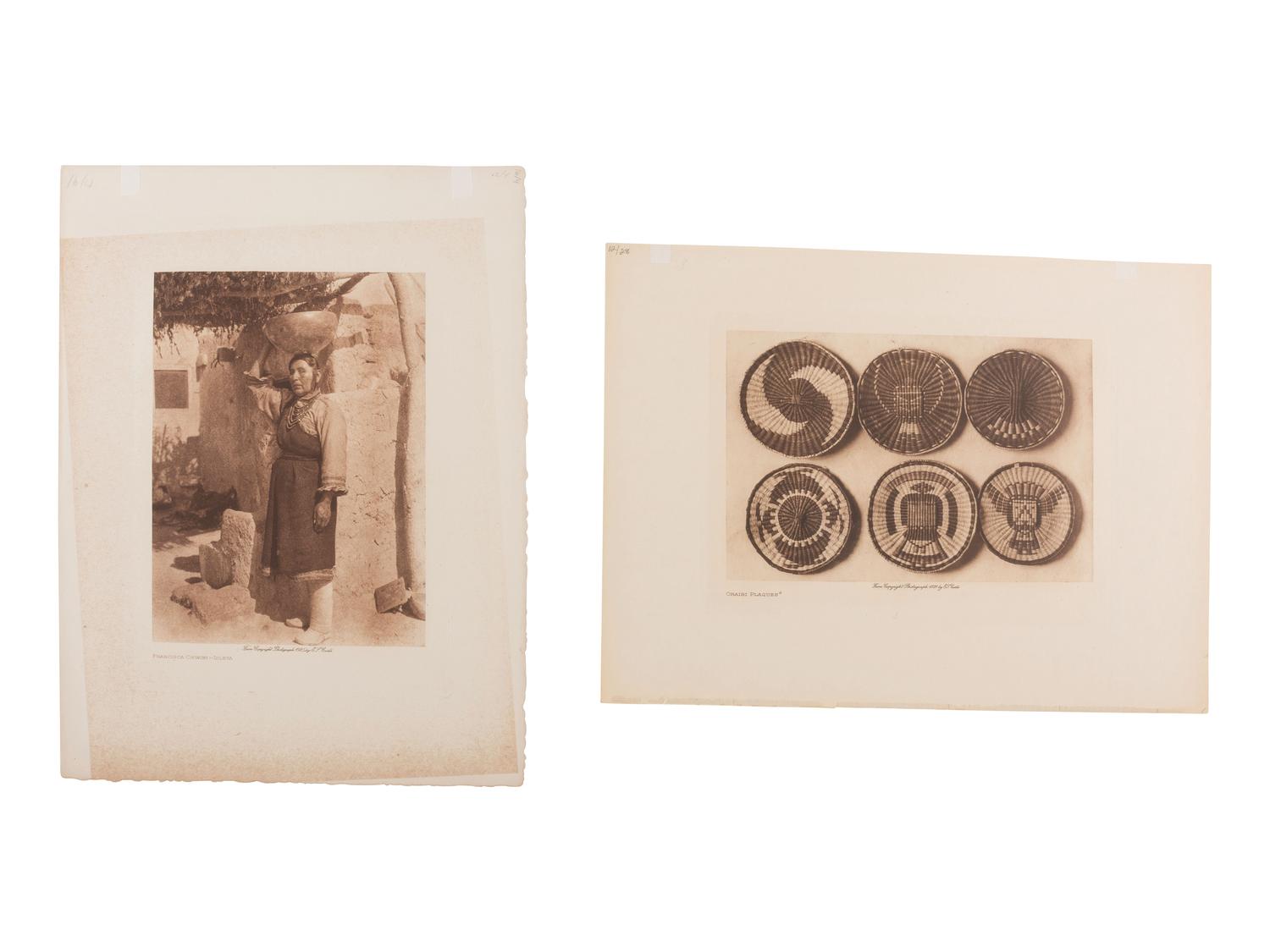 CURTIS, Edward (1868-1952). 30 photogravures of Native American women, children, artifacts, artwork.