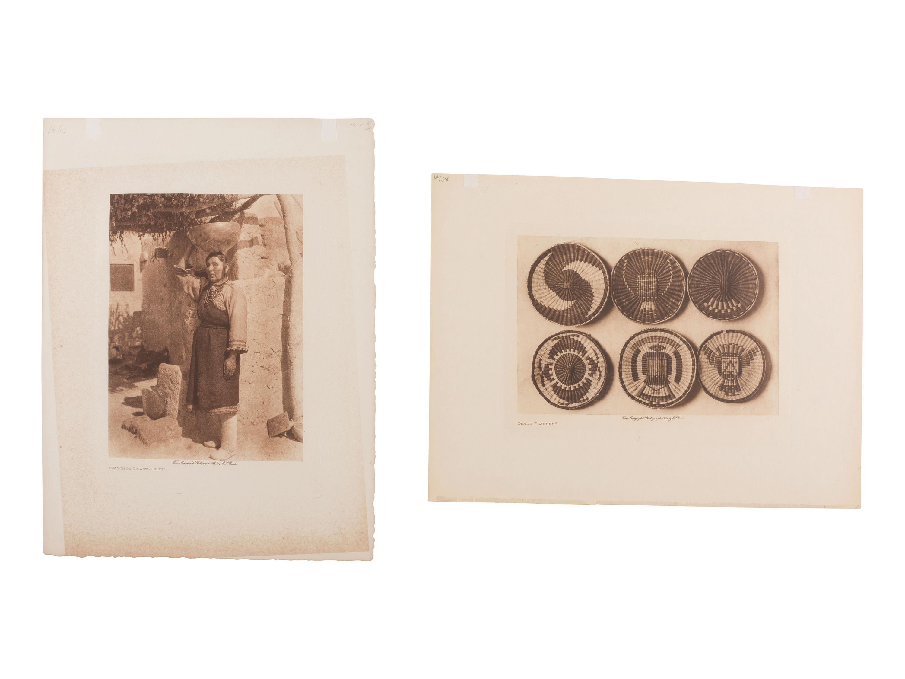 CURTIS, Edward (1868-1952). 30 photogravures of Native American women, children, artifacts, artwork.