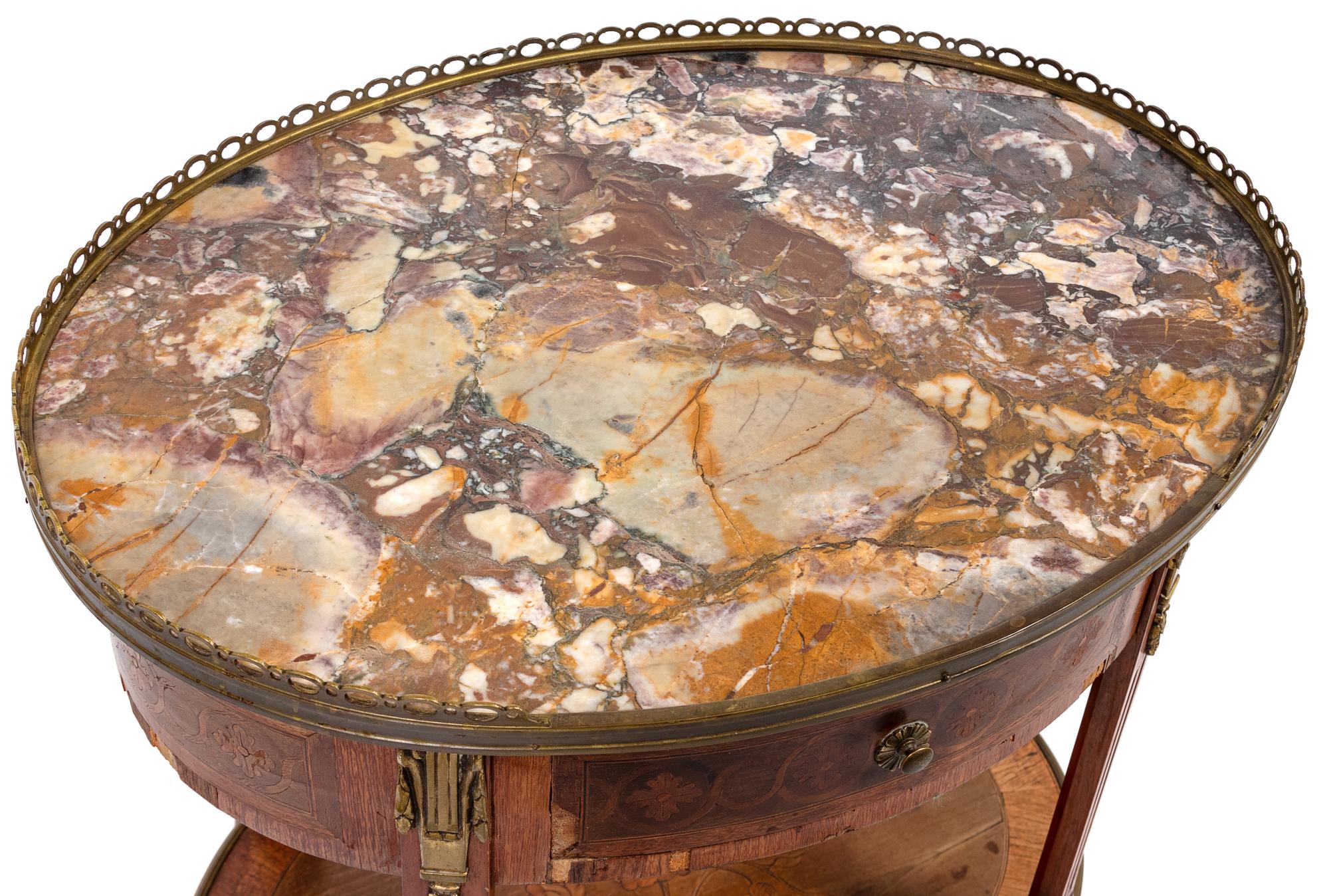 A Napoleon III Bronze-Mounted Marble Top Table en Chiffonier