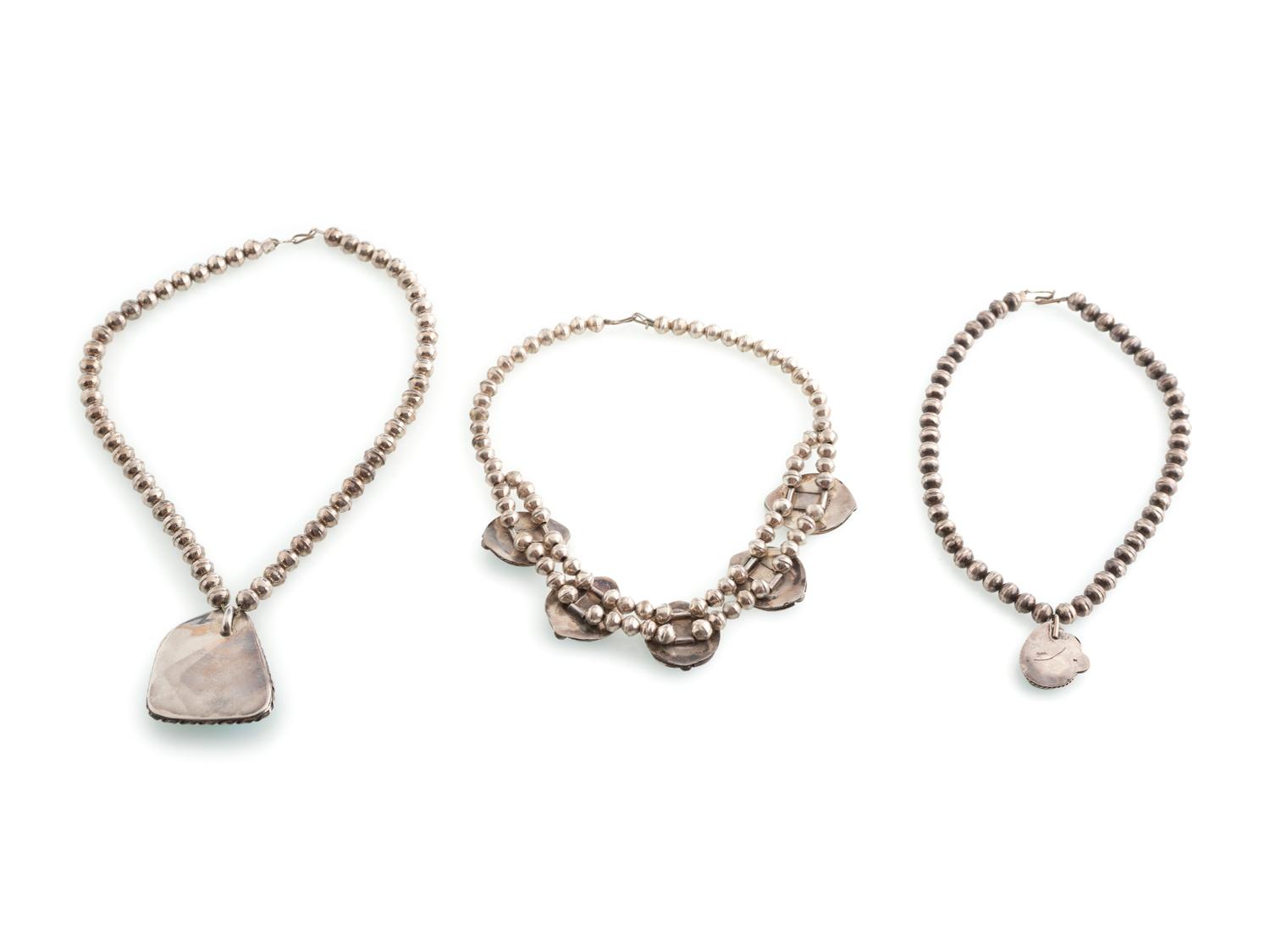 Navajo Silver and Turquoise Necklaces
