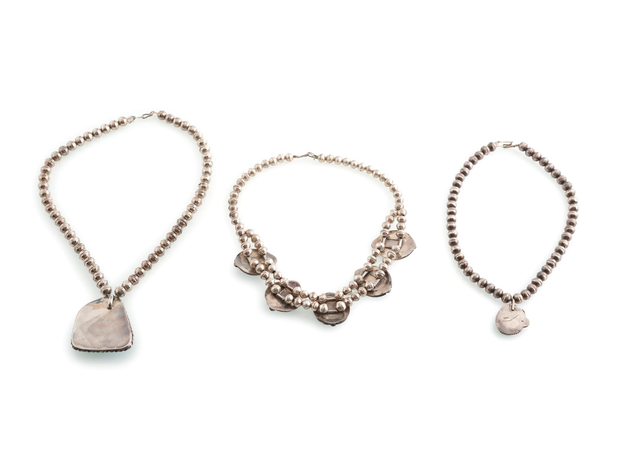 Navajo Silver and Turquoise Necklaces