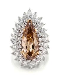 FANCY BROWN-YELLOW DIAMOND AND DIAMOND RING-DANT