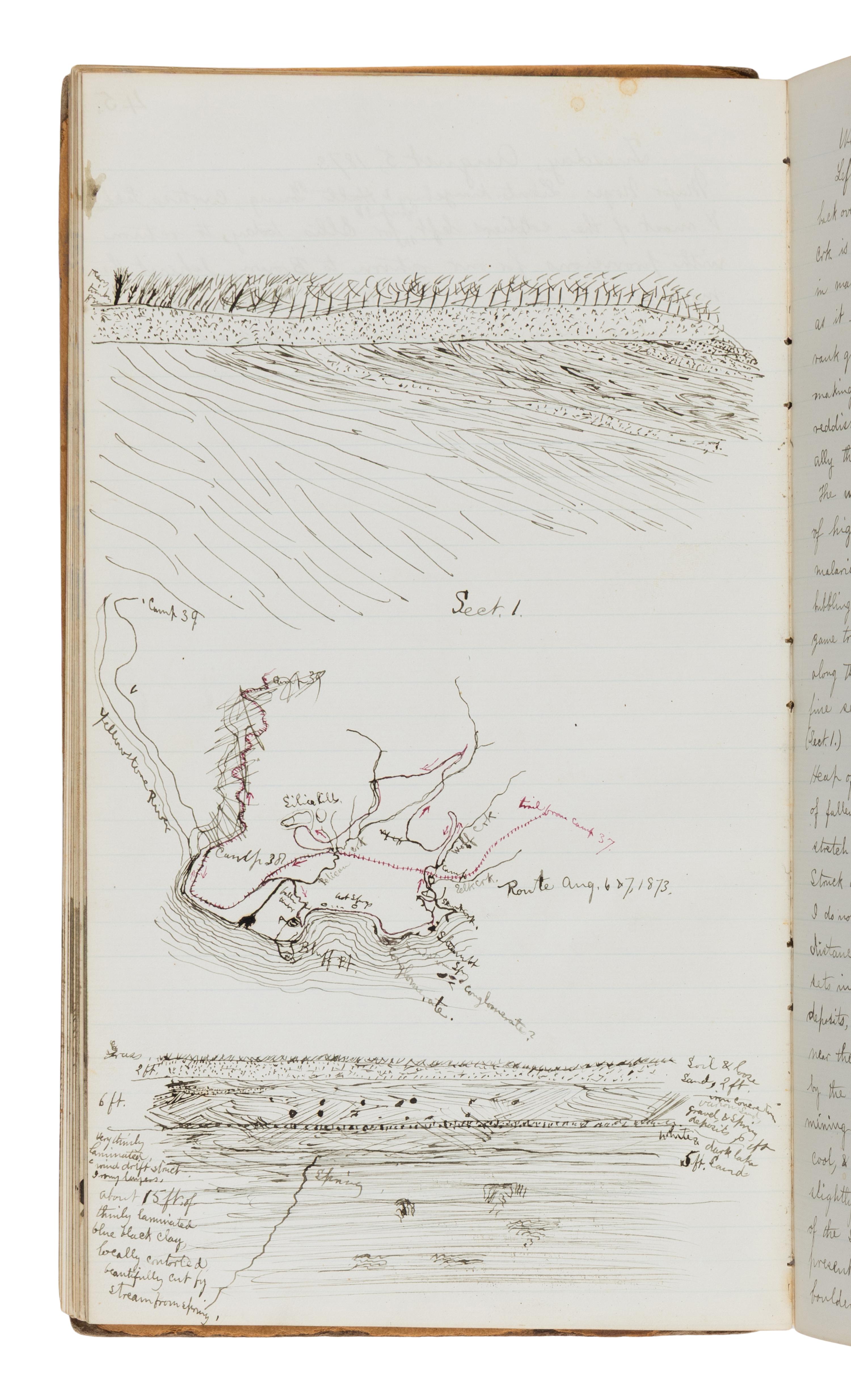 [Yellowstone]. Comstock, Theodore Bryant (1849-1915). A pair of personal manuscript journals documenting Comstock's 1873 exploration of Yellowstone. [Wyoming Territory, 1873-1875].