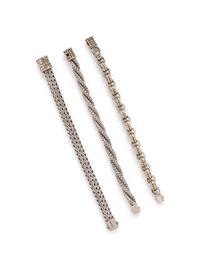 COLLECTION OF JOHN HARDY, STERLING SILVER AND YELLOW GOLD BRACELETS