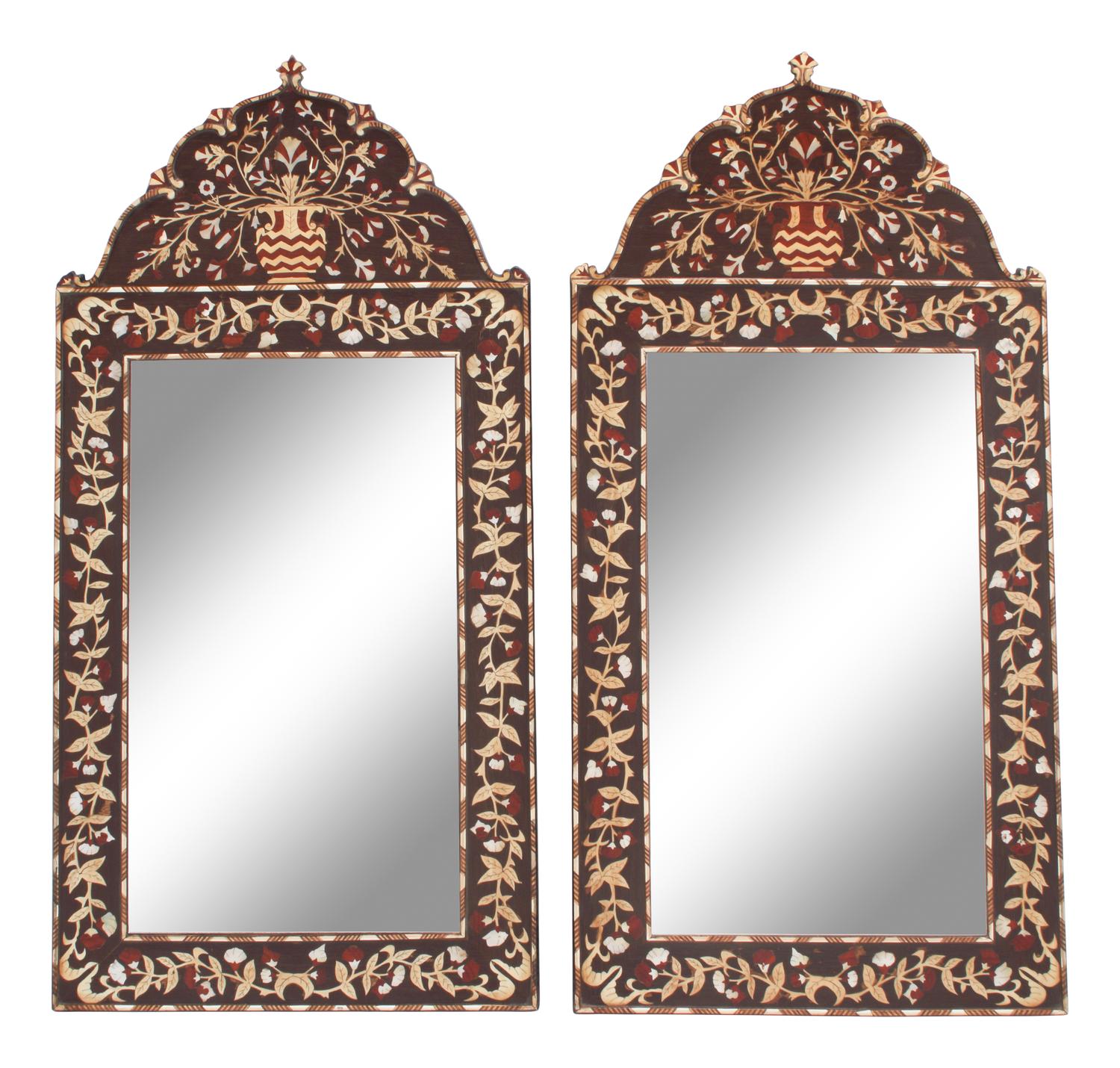 A Pair of Iberian Marquetry Mirrors