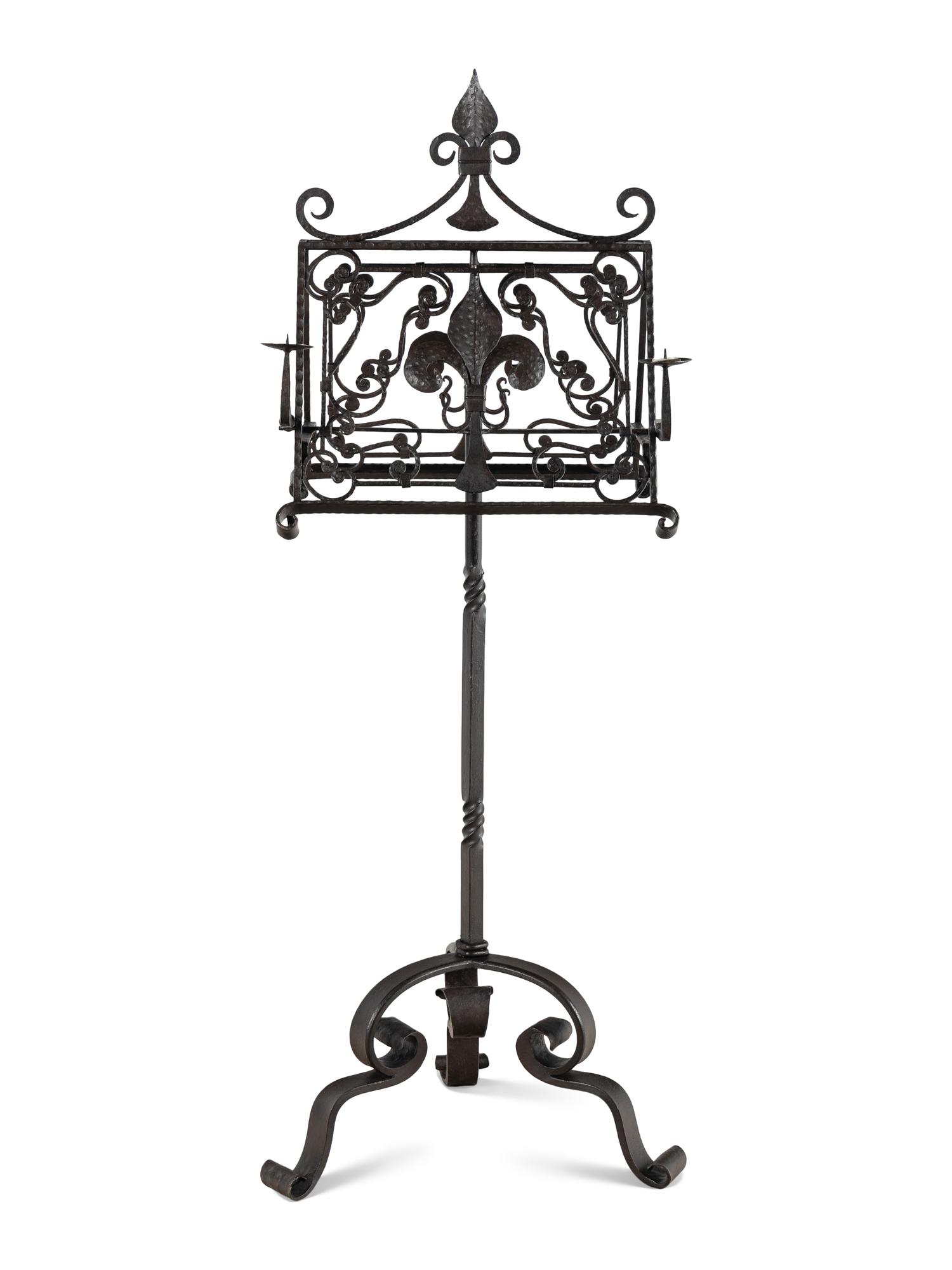 A Wrought Iron Duet Stand