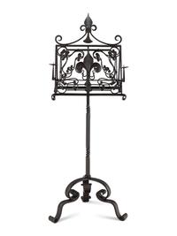 A Wrought Iron Duet Stand