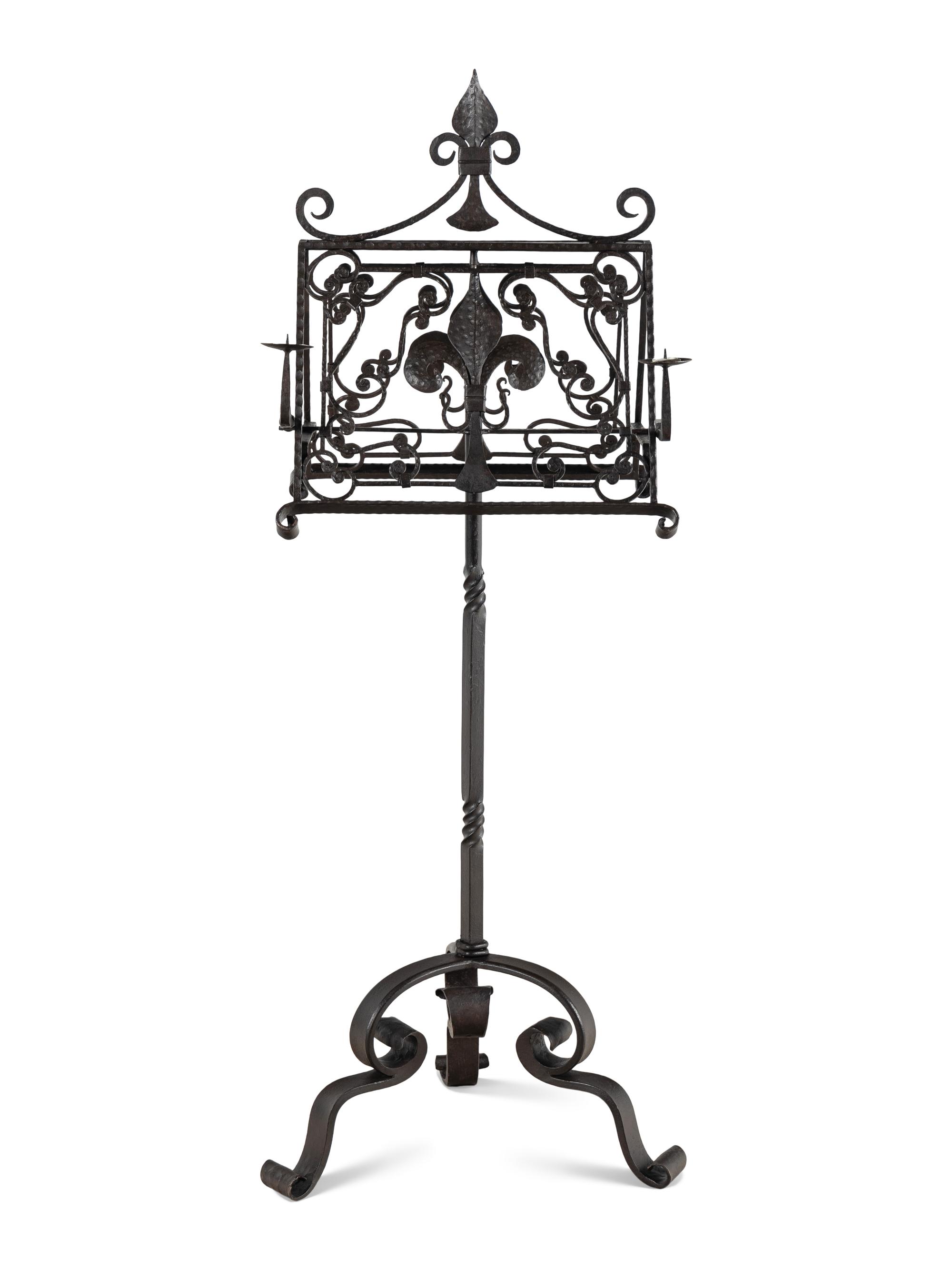 A Wrought Iron Duet Stand