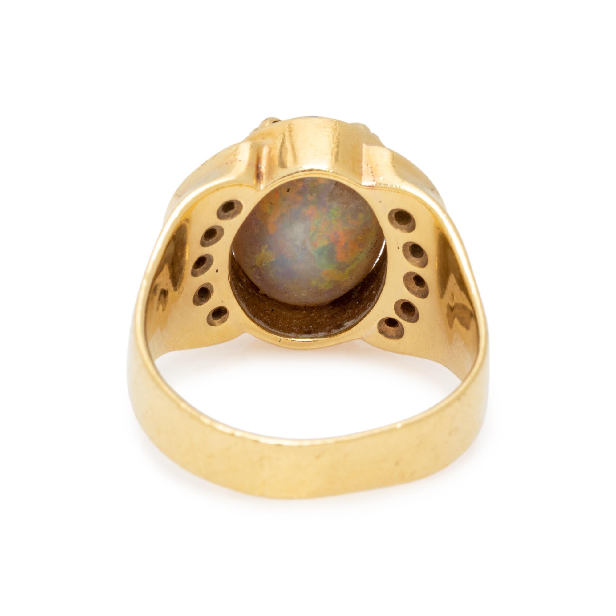 YELLOW GOLD, OPAL AND DIAMOND RING