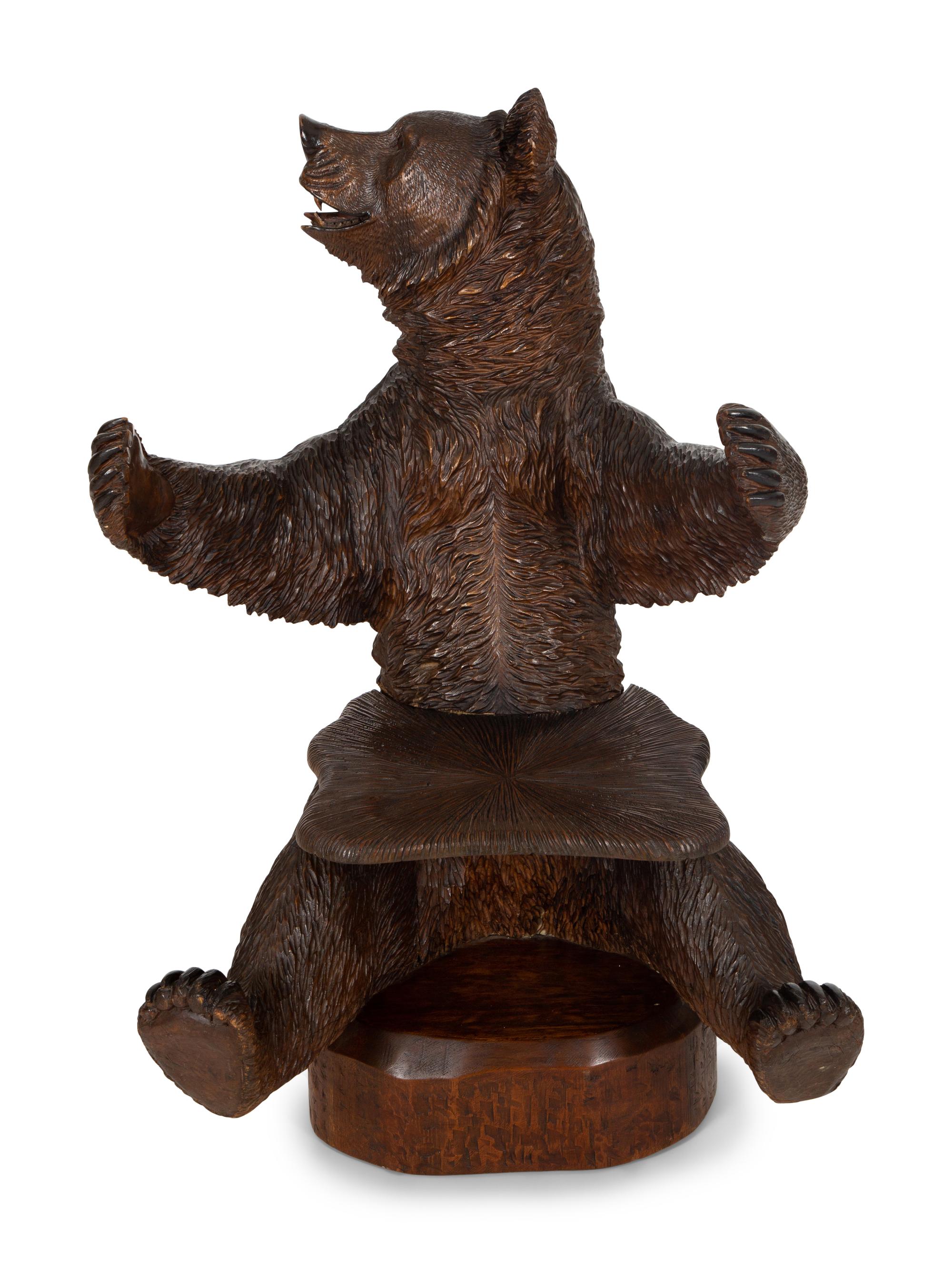 A Swiss Black Forest Bear-form Carved Chair