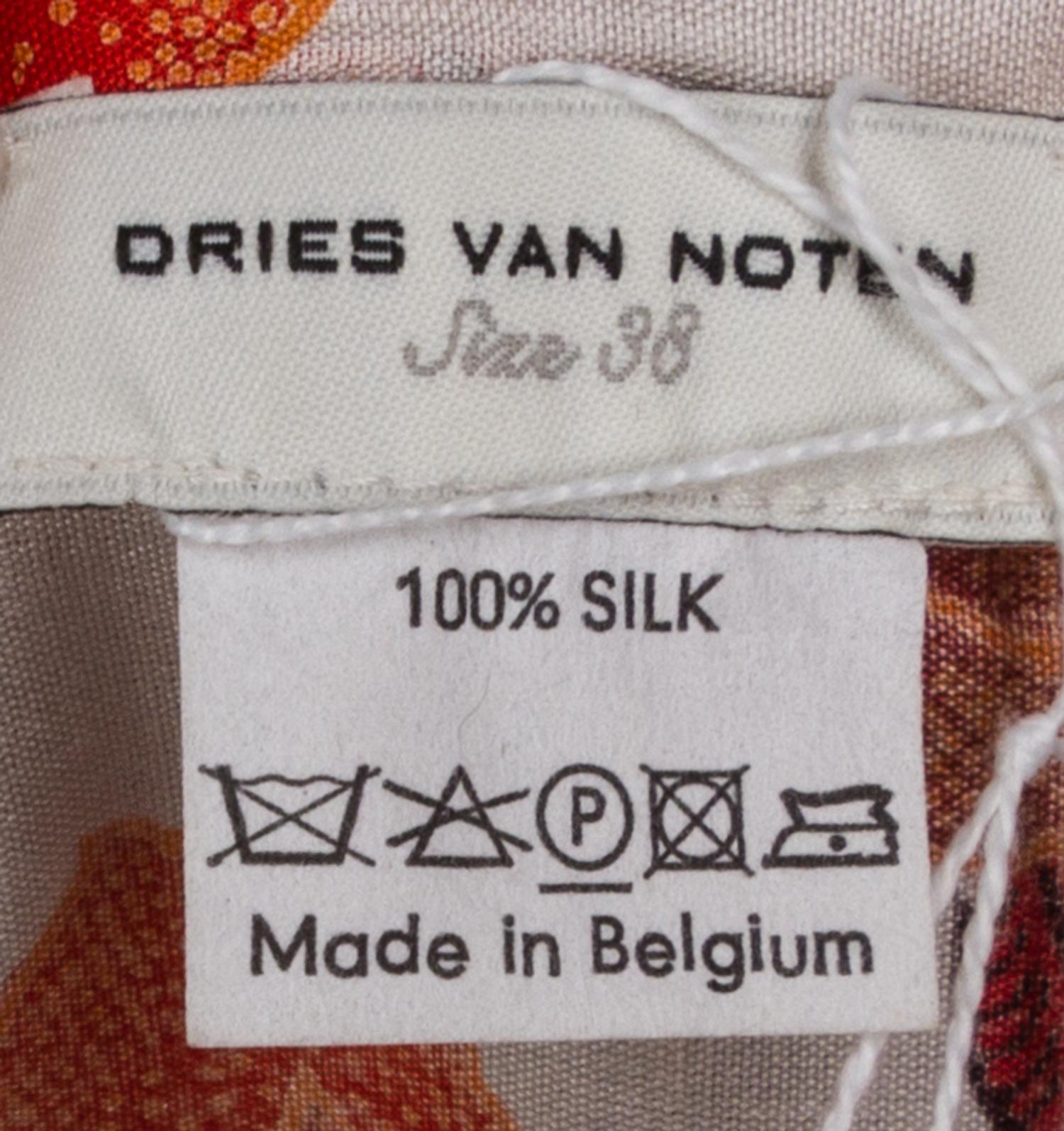 A Dries Van Noten Silk Orange Print Wrap Dress,