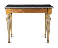 A Pair of North European Neoclassical Gilt and Cream-Painted Console Tables
