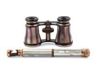 A Pair of French Mother-of-Pearl Veneered Opera Glasses