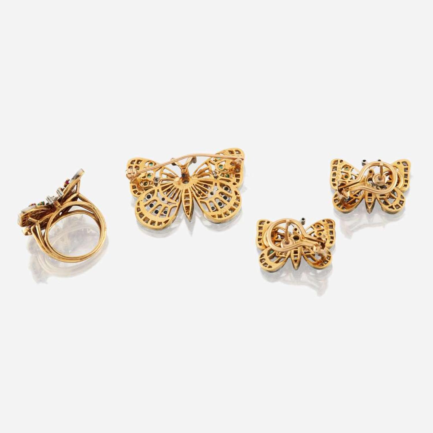 A platinum topped gold and gem-set suite