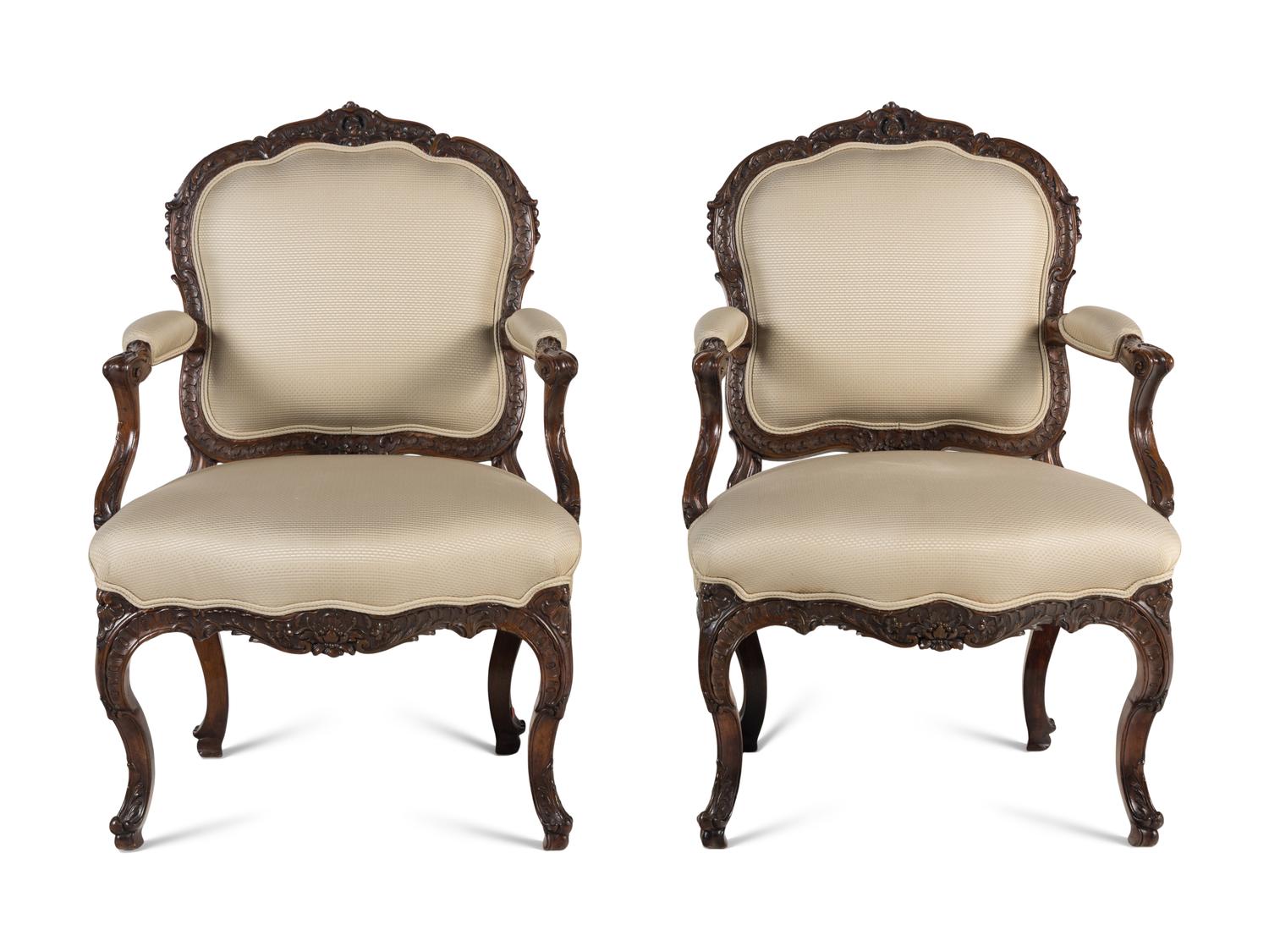 A Pair of Louis XV Style Fauteuils