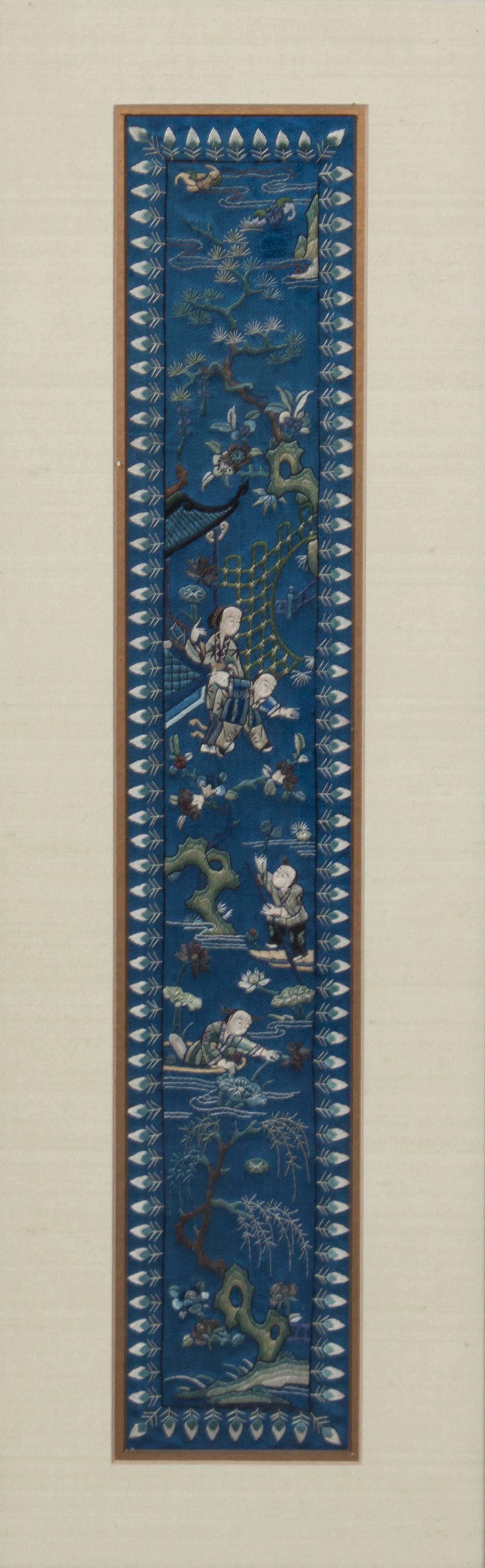 A Group of Chinese Embroidered Panels Height of largest 17 1/2 x width 7 1/2 inches. — 20TH CENTURY
