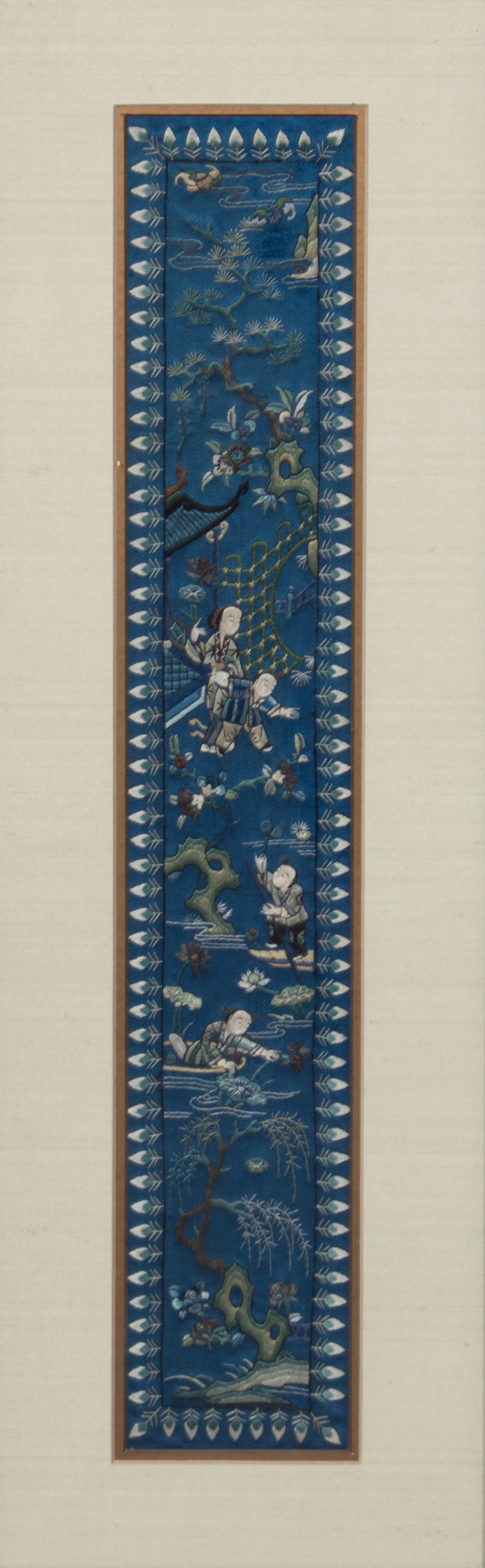 A Group of Chinese Embroidered Panels Height of largest 17 1/2 x width 7 1/2 inches. — 20TH CENTURY