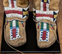 Cheyenne Toddler's Beaded Deer Hide Hightop Moccasins