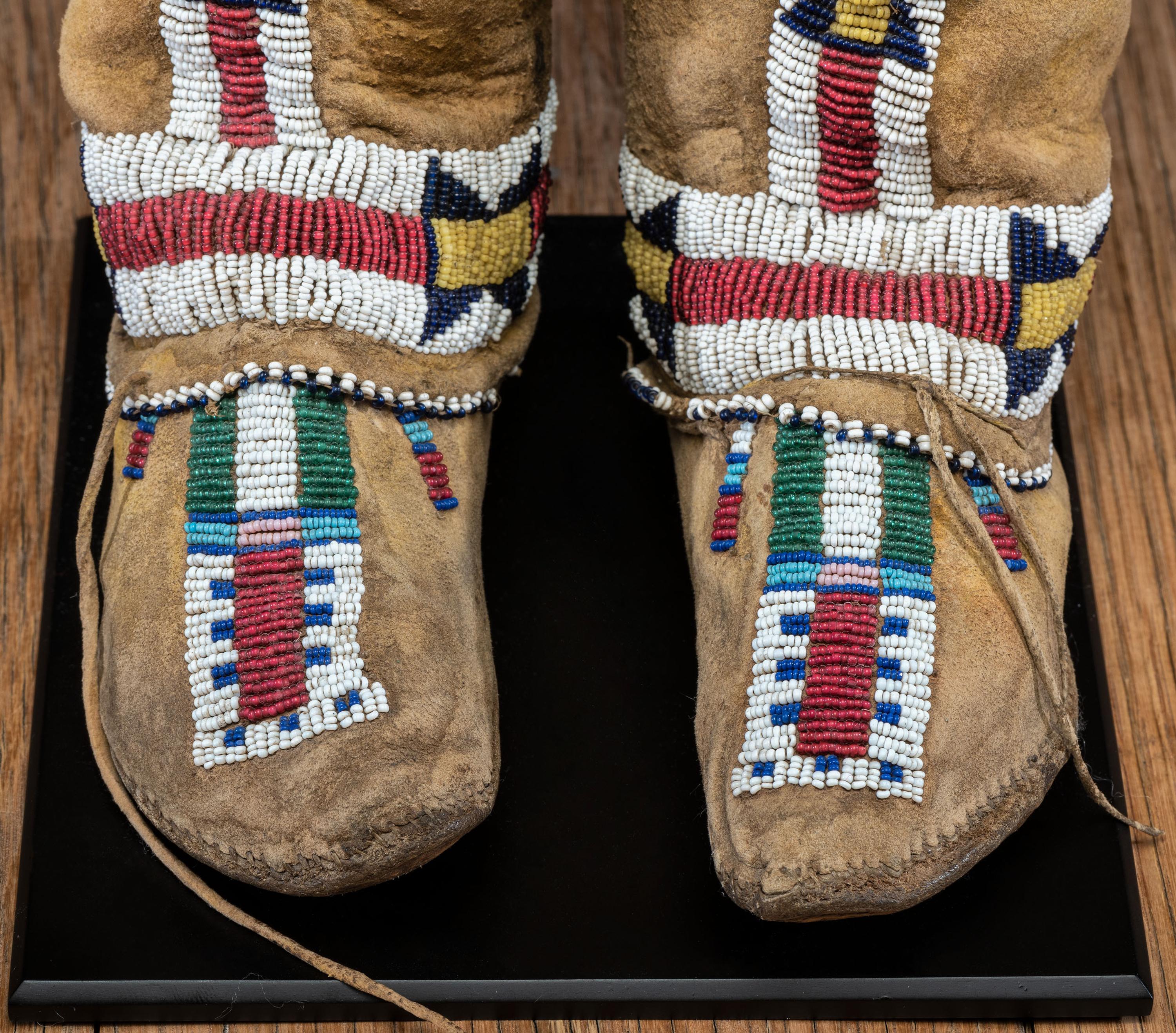 Cheyenne Toddler's Beaded Deer Hide Hightop Moccasins