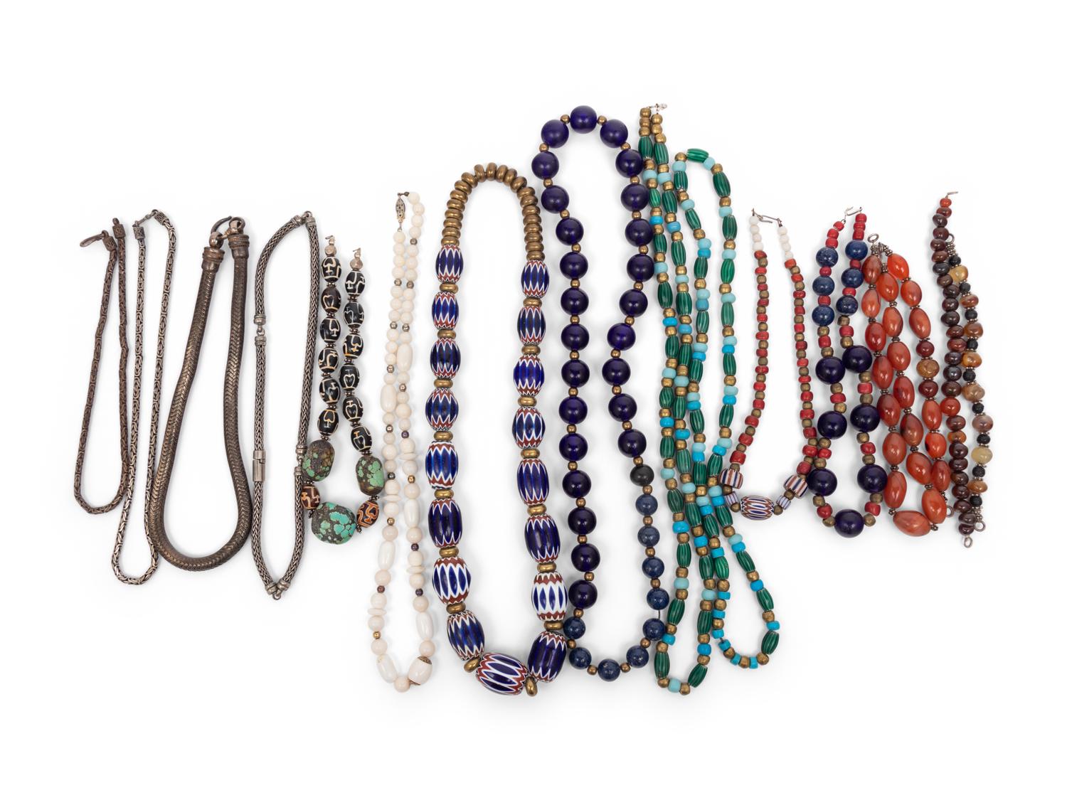 A Group of Thirteen Necklaces and Three Bracelets