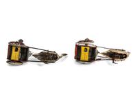 Two Lehmann 'Zulu' Tin Lithograph Ostrich Cart Windup Toys