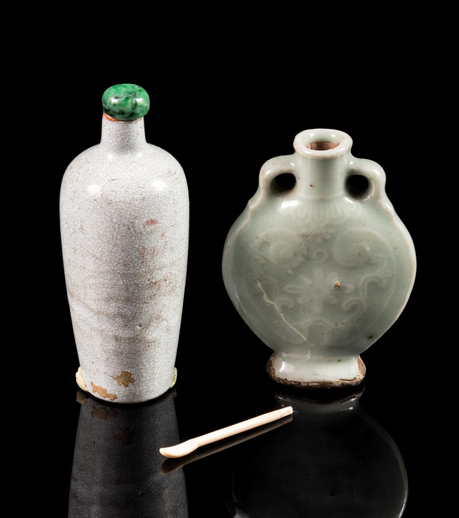 Four Porcelain Snuff Bottles Height of largest 3 1/4 inches. — 19TH CENTURY