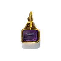 AMETHYST, DIAMOND, AND YELLOW GOLD ENHANCER PENDANT