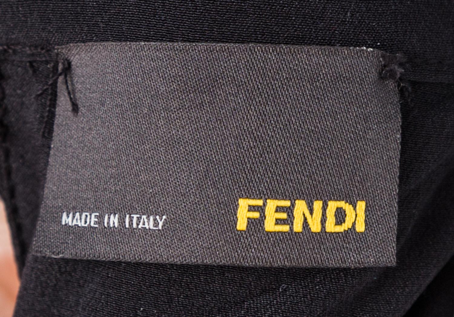 A Fendi Black and Tan Silk Dress, No size.